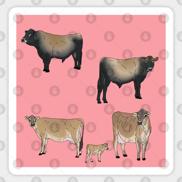 Jersey Cows Pattern Pink Sticker by TrapperWeasel